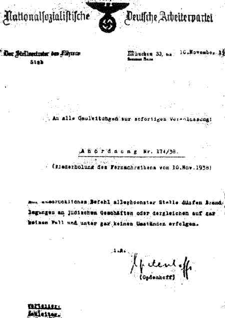 Hess document, November 10, 1938