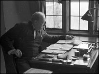 Churchill at desk