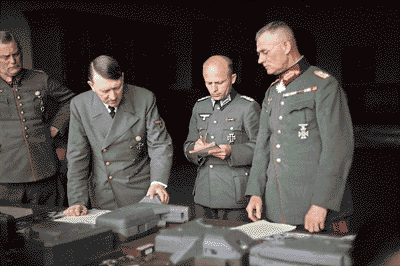 Hitler in conference with generals