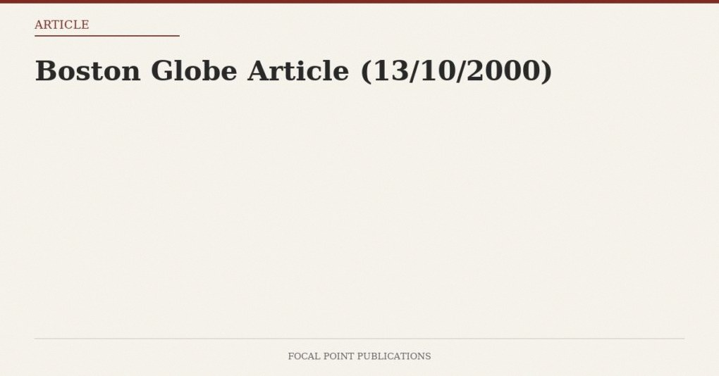 Boston Globe Article (13/10/2000)