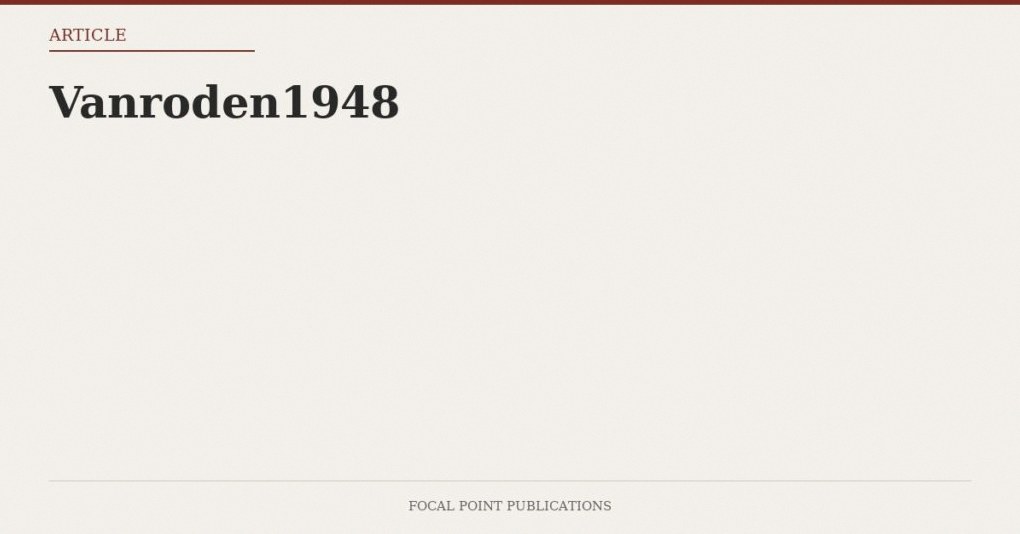 Van Roden Report (1948)