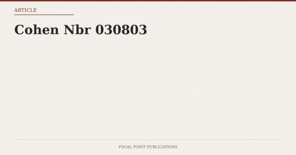 Cohen Nbr 030803