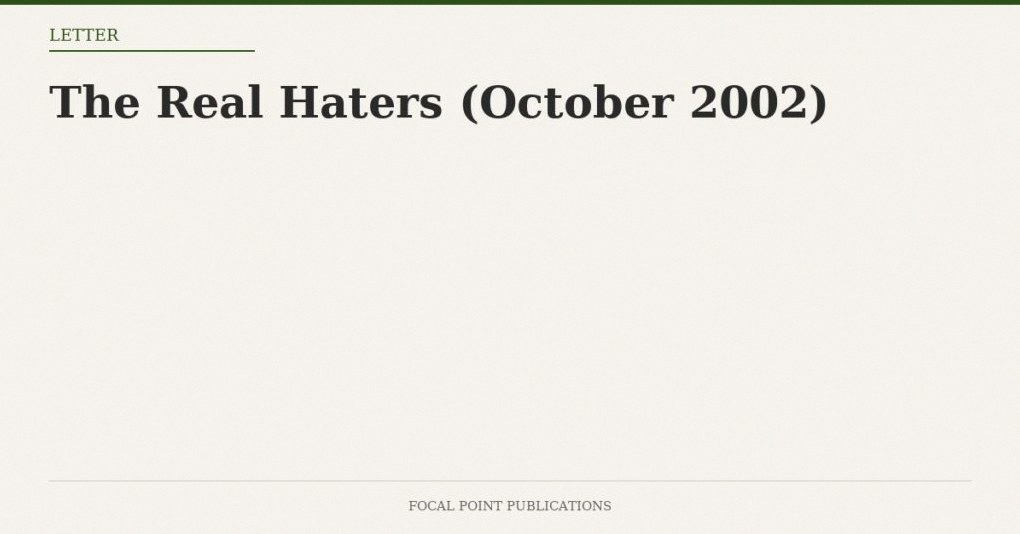 The Real Haters (October 2002)