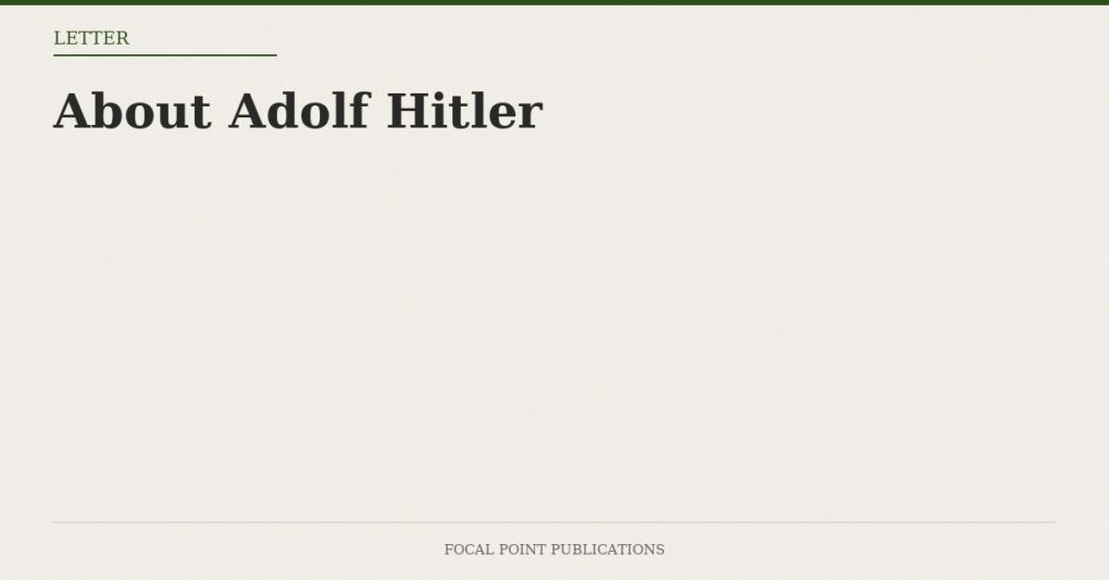 About Adolf Hitler