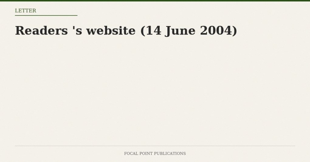 Readers’ Mail to David Irving’s Website (14 June 2004)