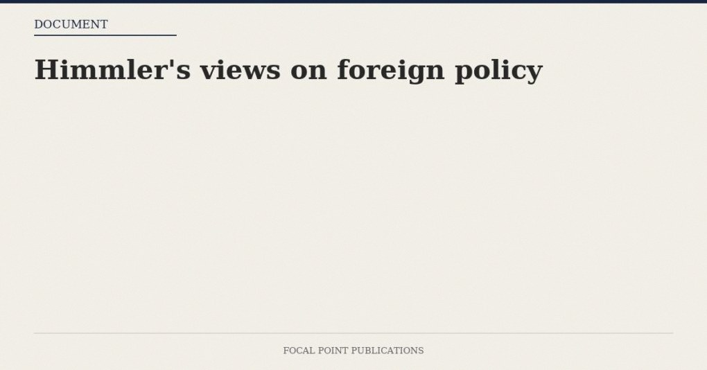 Himmler’s views on foreign policy