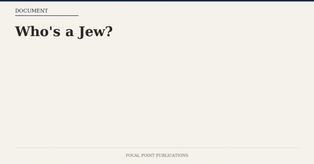 Who’s a Jew?