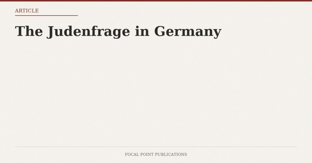 The Judenfrage in Germany
