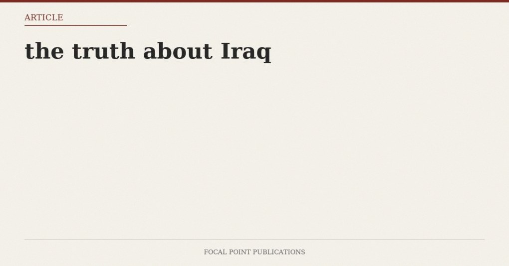 the truth about Iraq