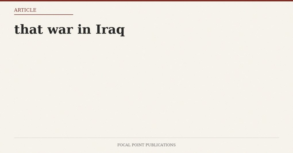that war in Iraq