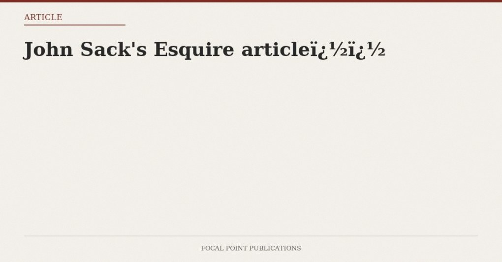 John Sack’s Esquire article