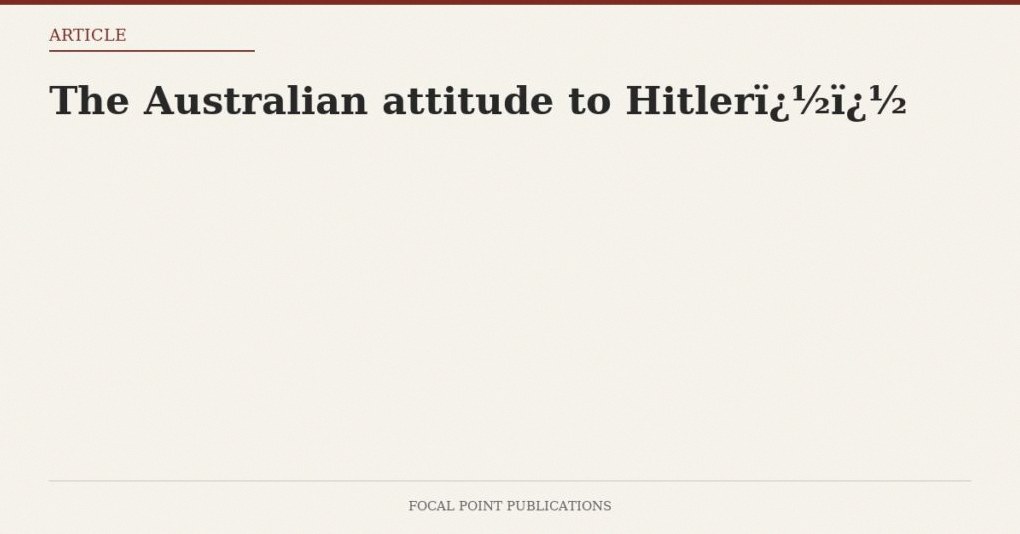 The Australian attitude to Hitler