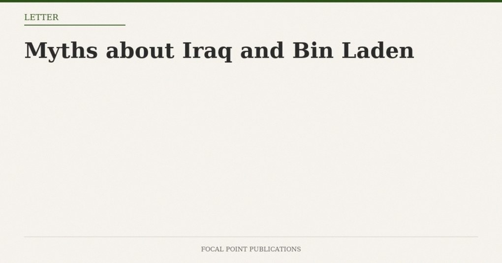 Myths about Iraq and Bin Laden