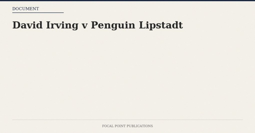 David Irving v Penguin Lipstadt