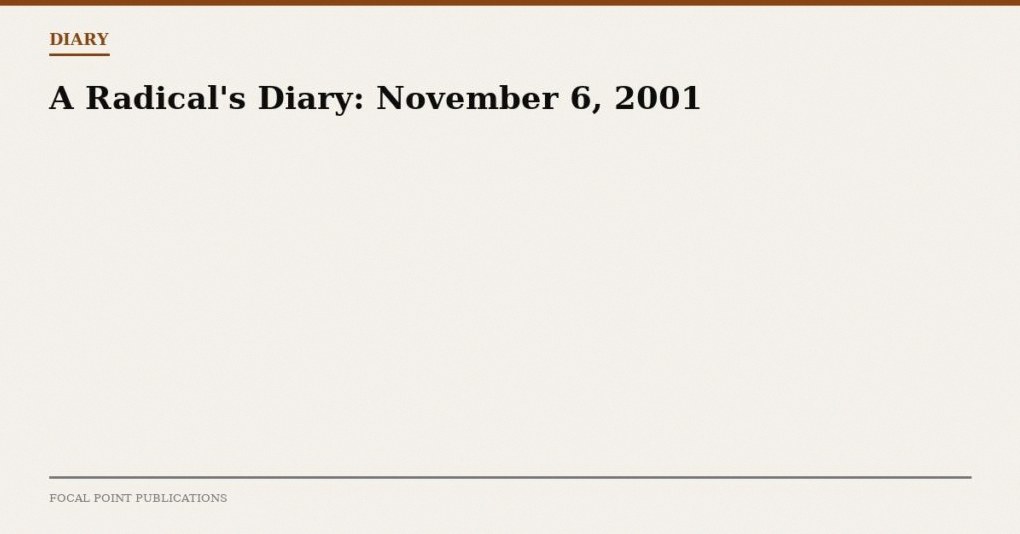 A Radical’s Diary: November 6, 2001