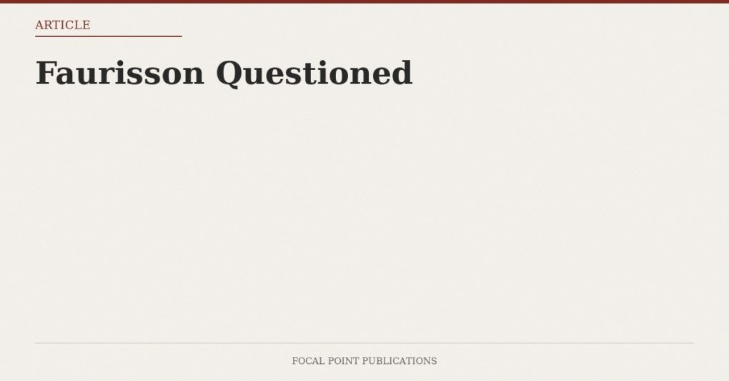 Faurisson Questioned