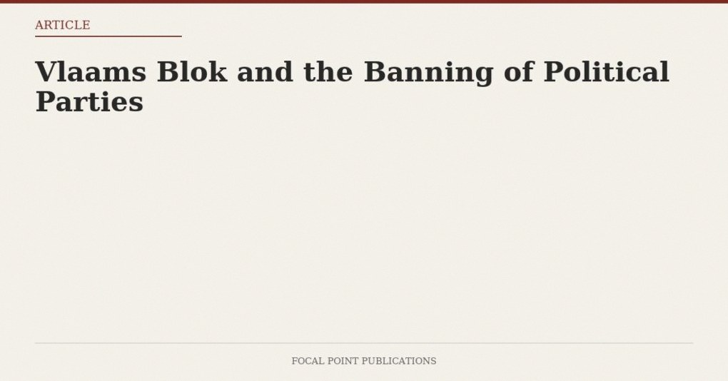 Vlaams Blok and the Banning of Political Parties