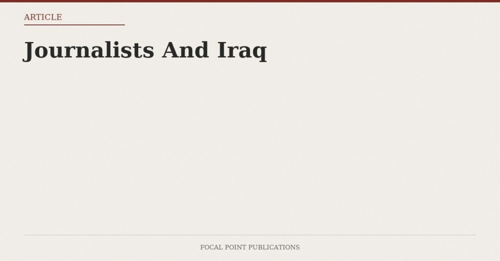 Journalists And Iraq