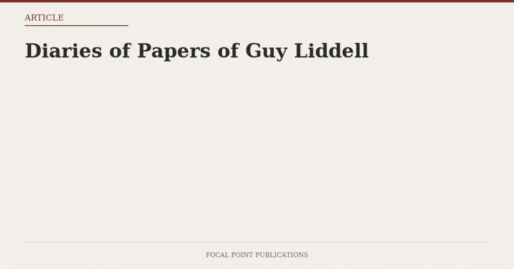 Diaries of Papers of Guy Liddell