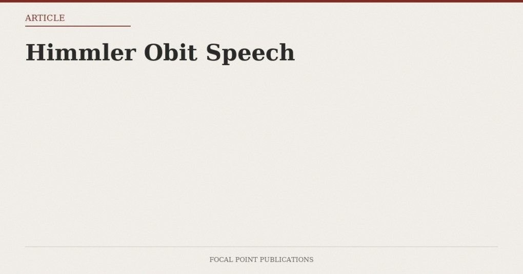 Himmler Obit Speech