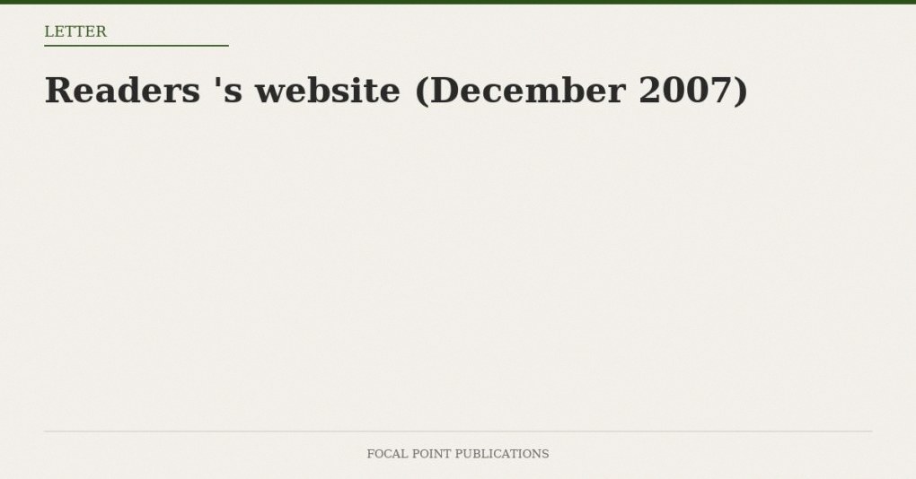 Readers’ Mail to David Irving’s Website (December 2007)