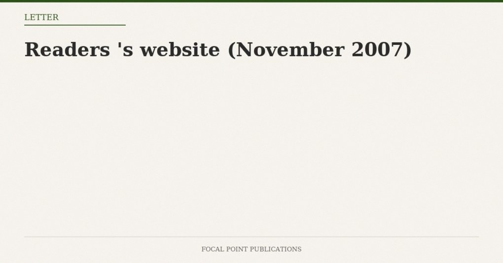Readers’ Mail to David Irving’s Website (November 2007)