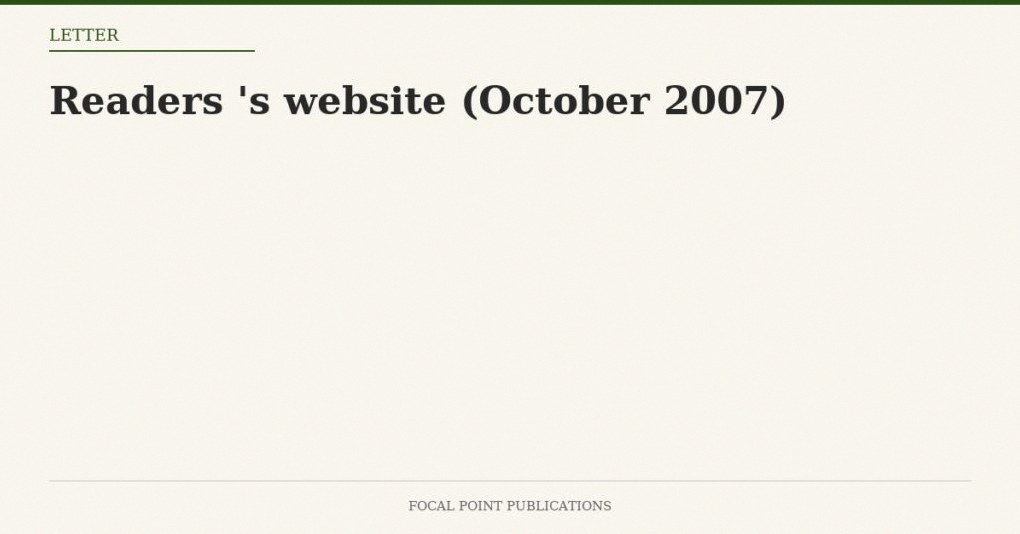 Readers’ Mail to David Irving’s Website (October 2007)