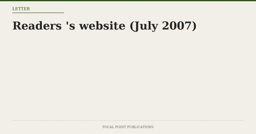 Readers’ Mail to David Irving’s Website (July 2007)