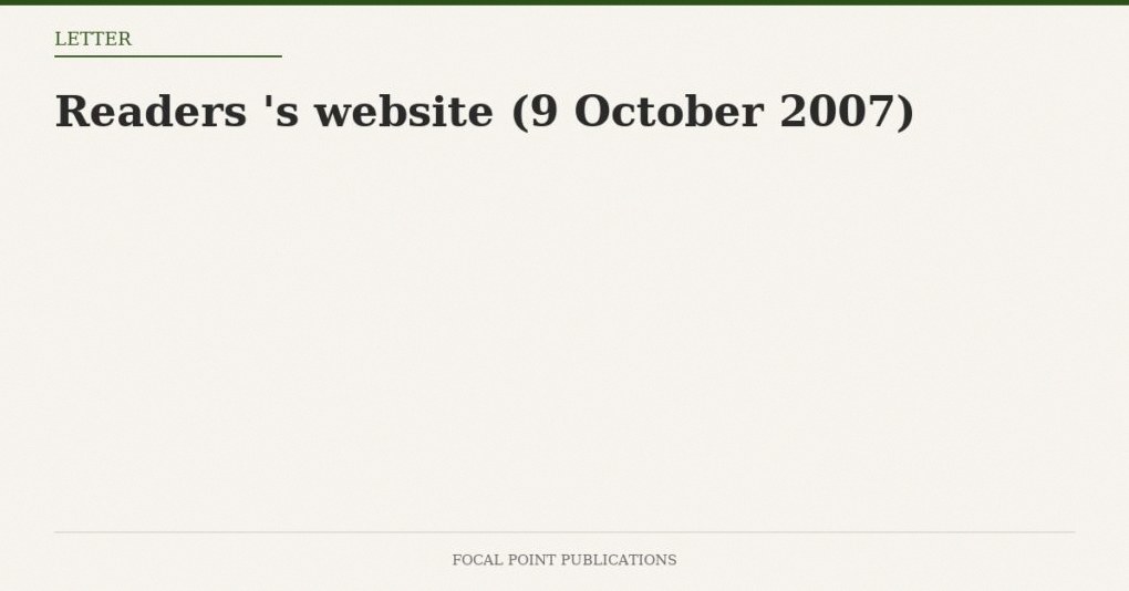 Readers’ Mail to David Irving’s Website (9 October 2007)