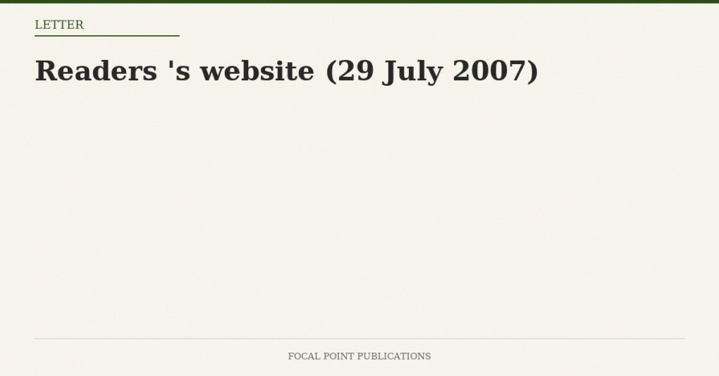 Readers’ Mail to David Irving’s Website (29 July 2007)