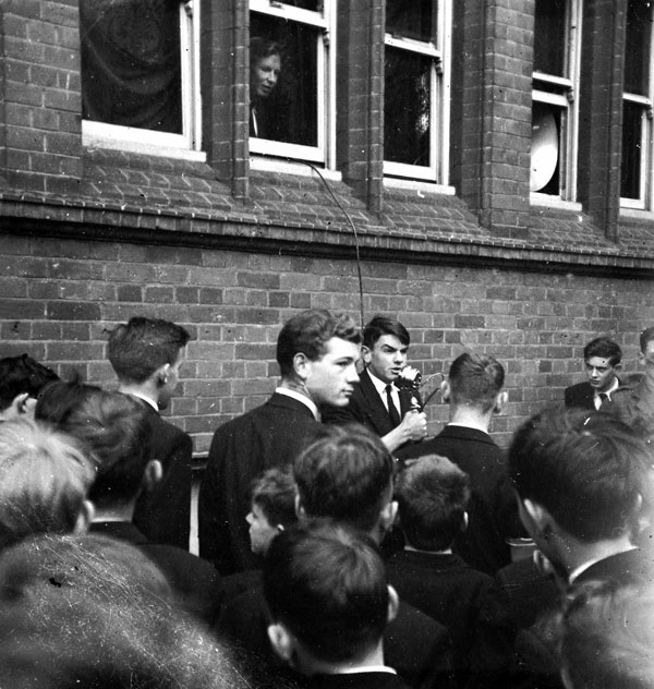 David Irving speaking at the mock election, Brentwood School, May 1955