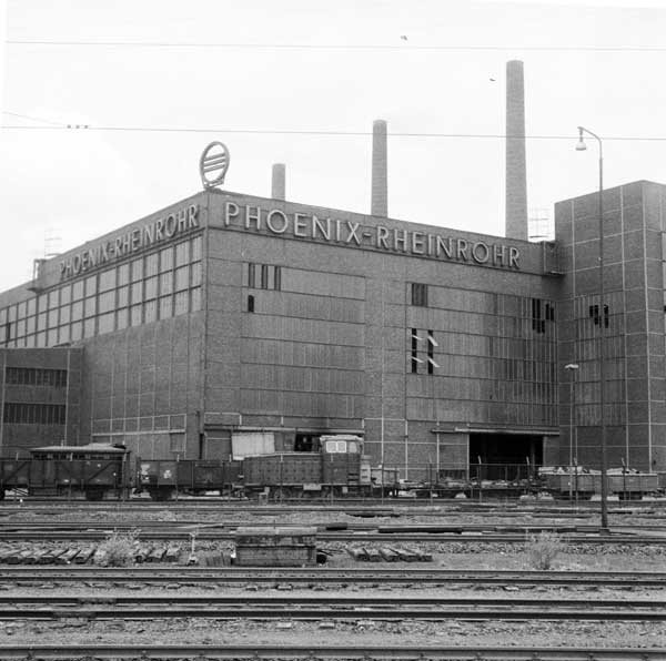 Irving working at the Thyssen steel works in the Ruhr