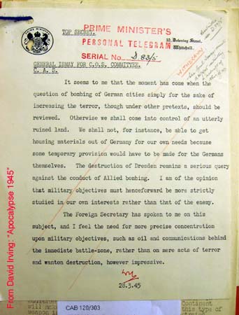 Churchill memo on Dresden